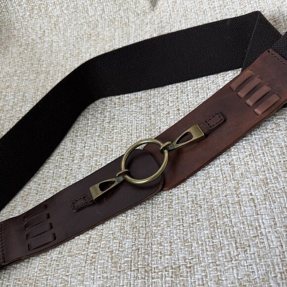 Tommy Bahamas Belt Women's Brown Fashion Dress Leather Elastic Metal Buckle Size - Picture 7 of 11